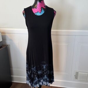 Style & Co. Black Midi Dress with Blue Accents